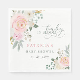Sage Baby i Bloom Rosa Blommigt Girl Baby Shower Pappersservett