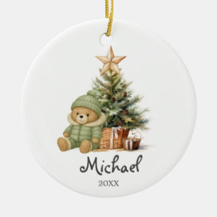 Sage Bear Trees Baby's First Christmas-ornament Julgransprydnad Keramik