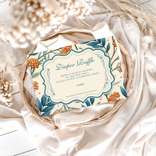 Sage Berry Botanical Baby Shower Diapper Raffle Tilläggskort (Skapare uppladdad)
