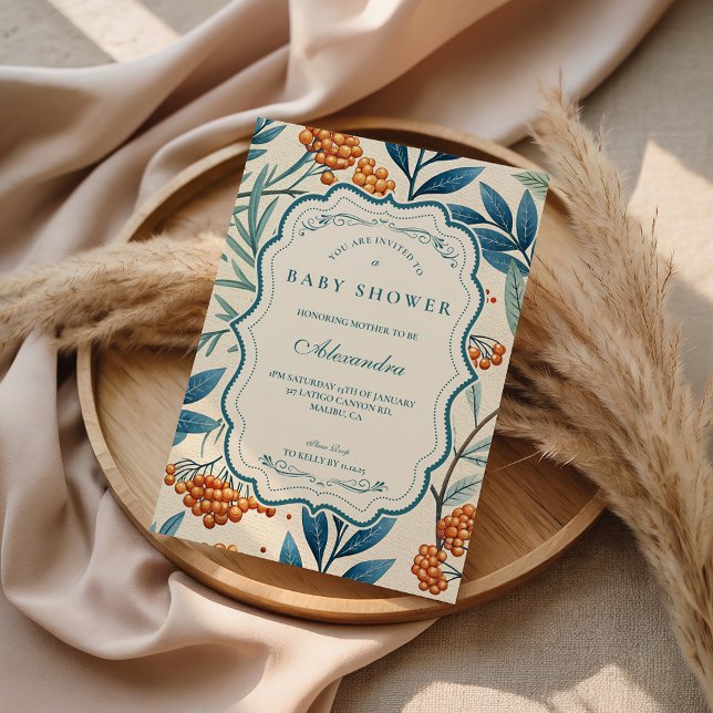 Sage Berry Botanical Baby Shower Inbjudningar (Skapare uppladdad)