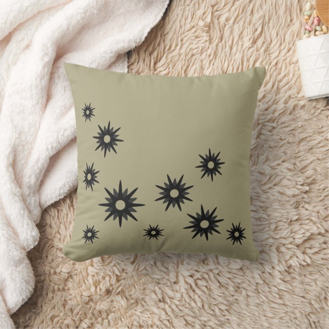 Sage & Black Starburst Design Kudde (Filt)