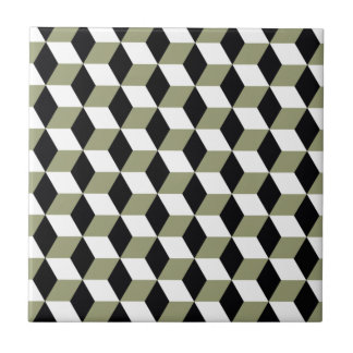 Sage Black & White 3D Cubes Mönster Kakelplatta