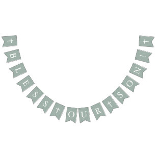 Sage Bless our Son Baptism Bunting Flaggor