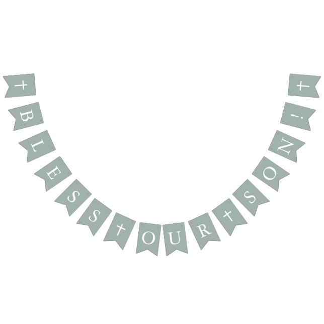 Sage Bless our Son Baptism Bunting Flaggor (Alla)