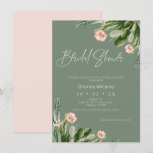 Sage Blommar Cactus Calligraphy Möhippa Inbjudningar
