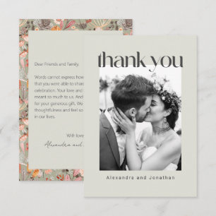 Sage Blommigt Boho Anpassningsbar Message Photo Br Tack Kort