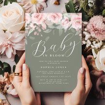  Sage Blommigt Girl Baby in Bloom Baby Shower