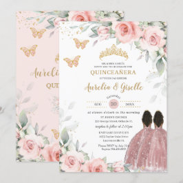  Sage Blommigt Twillingars Brown Princess Quinceañ Inbjudningar