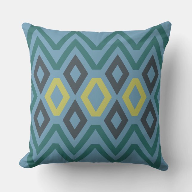 Sage Blue Geometric Dekorativ kudde (Framsida)