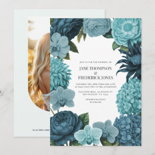 Sage Blue, Glacier Teal & Ice Mint Bröllop Inbjudningar