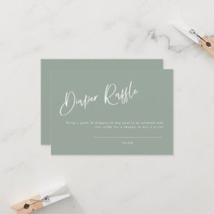 Sage Blue/Grönt Baby Shower Diaper RaffCard