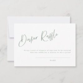 Sage Blue/Grönt Baby Shower Diaper RaffCard