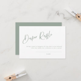 Sage Blue/Grönt Baby Shower Diaper RaffCard