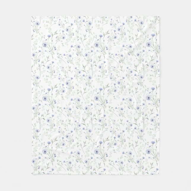 Sage Blue Watercolor Wildflower Fleecefilt (Framsidan)