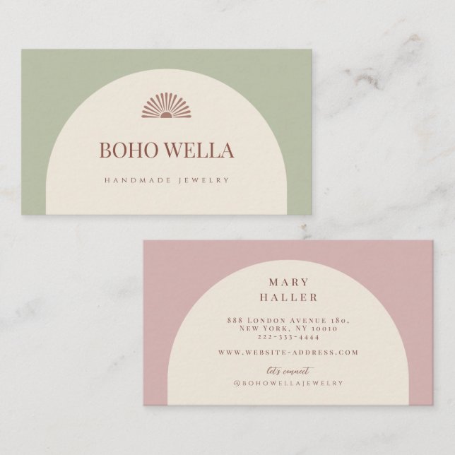 Sage Blush Rosa Ark Businesskort Visitkort (Fram/baksida)