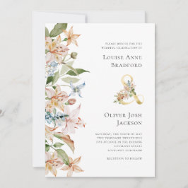 Sage Blush Watercolor Blommig Ampersand Bröllop Inbjudningar