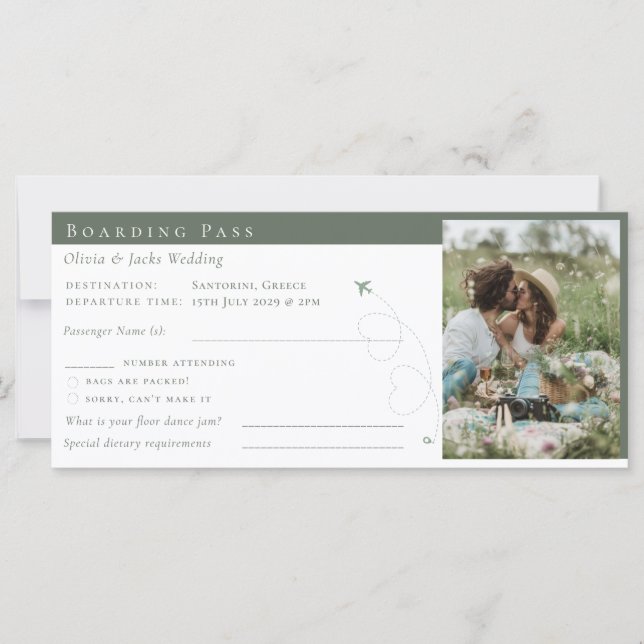 Sage Boarding Pass Biljett Destination Wedding (Framsida)