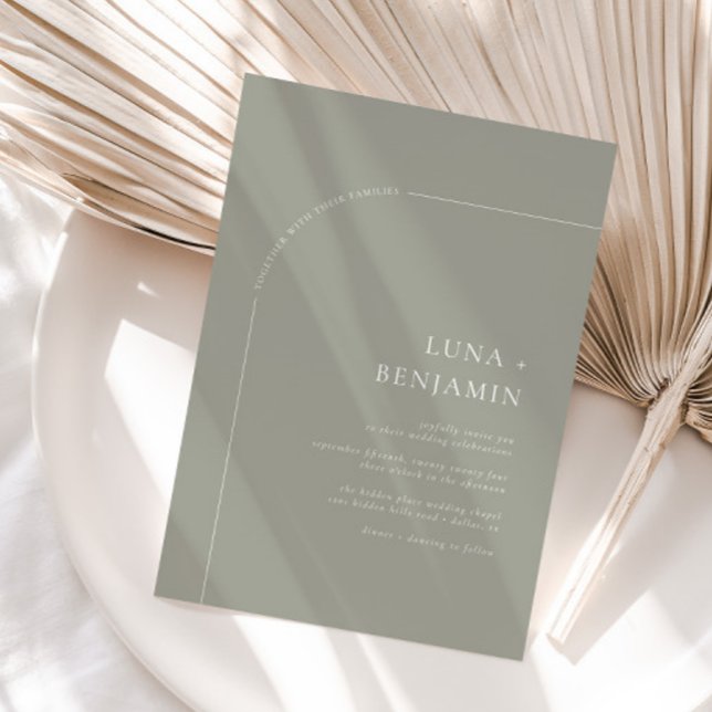 Sage Bohemian Arched Minimalist Bröllop Inbjudningar (Available for print and instant digital download!)