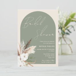Sage Boho Arch Beige Blommigt Möhippa Inbjudningar