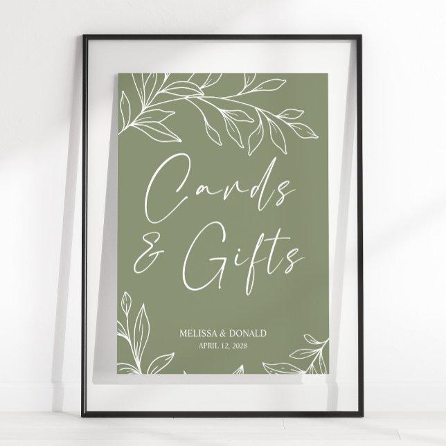 Sage Boho Blommor Bröllopskort & Gåvor Poster (Skapare uppladdad)