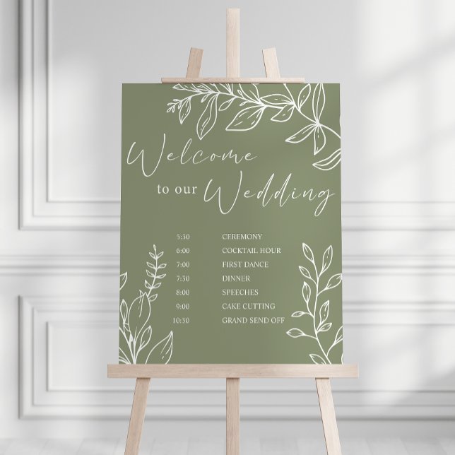 Sage Boho Blommor Bröllopsschema Poster (Skapare uppladdad)