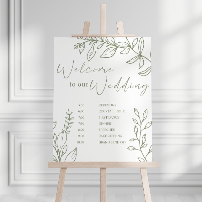 Sage Boho Blommor Bröllopsschema Poster (Skapare uppladdad)
