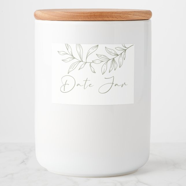 Sage Boho Blommor Datum Natt Kruka Mat Etiketter (Framsida)
