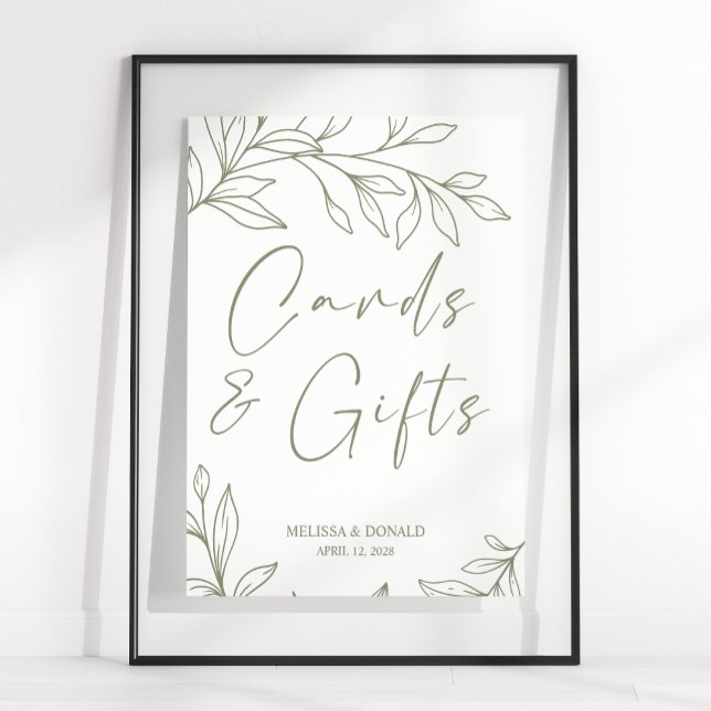 Sage Boho Blommor Enkla Bröllopskort & Gåvor Po Poster (Skapare uppladdad)