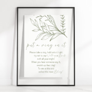 Sage Boho Blommor Sätt en ring på det Spelet Poster