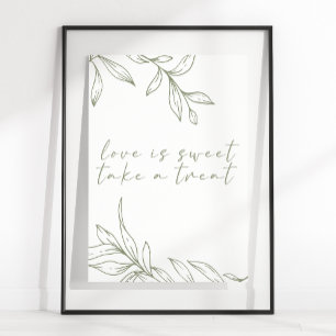 Sage Boho Flower Simple Bröllop Kärlek är Sweet Poster