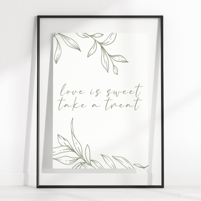 Sage Boho Flower Simple Bröllop Kärlek är Sweet Poster (Skapare uppladdad)