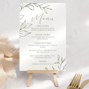 Sage Boho Flowers Boho Bröllop Menu Meny