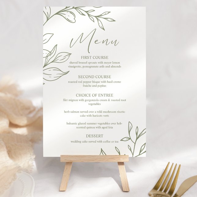 Sage Boho Flowers Boho Bröllop Menu Meny (Skapare uppladdad)