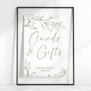 Sage Boho Flowers Simple Bröllop Card & Gifts Po Poster