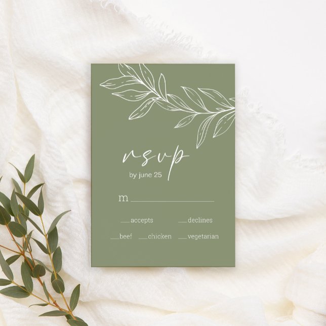 Sage Boho Gröna Blommor Bröllop RSVP-kort OSA Kort (Skapare uppladdad)