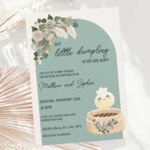 Sage Boho Little Dumpling Baby Shower Inbjudan