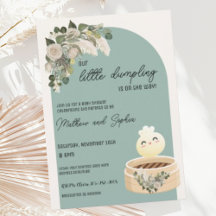 Sage Boho Little Dumpling Baby Shower-inbjudan