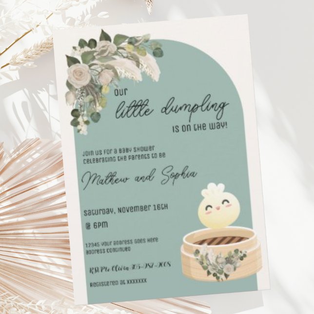Sage Boho Little Dumpling Baby Shower-inbjudan Inbjudningar (Skapare uppladdad)