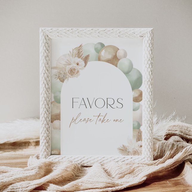 Sage Boho Pampas Grass Arch Baby Shower-favoriter Poster (Skapare uppladdad)
