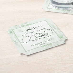 Sage Boho Peonies Ta inte min drink Bröllop Underlägg Papper