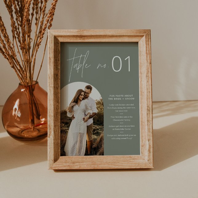 SAGE Boho Photo Bordsnummer med Roligt Facts 5x7 (Skapare uppladdad)