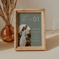 SAGE Boho Photo Bordsnummer med Roligt Facts 5x7