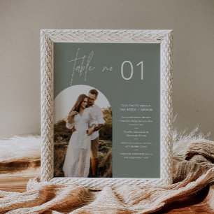 SAGE Boho Photo-Bordsnummer med Roligt Facts 8x10 Poster