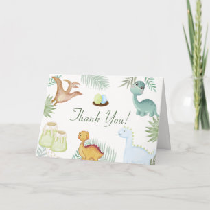 Sage Boho Vulkan Tropisk Dinosaurie Baby Shower Tack Kort