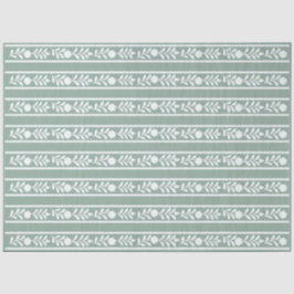 Sage Bone Inlay Floral Border Decoupage Paper