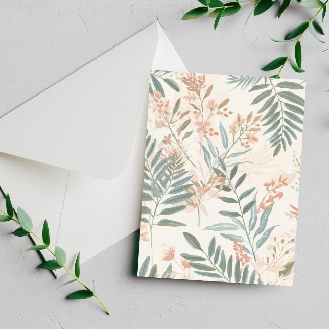 Sage Botanical Blush Leaf Watercolor Pattern Card (Skapare uppladdad)