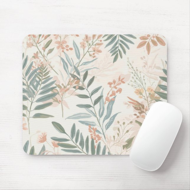 Sage Botanical Blush Leaf Watercolor Pattern Musmatta (Med mus)