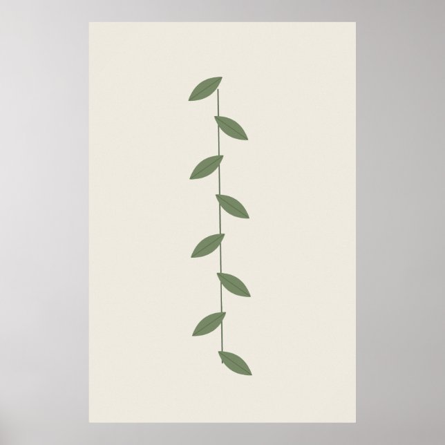 Sage Botanisk Bladtryck Väggkonst (Framsidan)