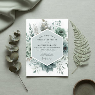Sage Botanisk Eterisk Bröllop Inbjudningar