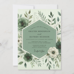 Sage Botanisk Whimsy Bröllop Inbjudningar